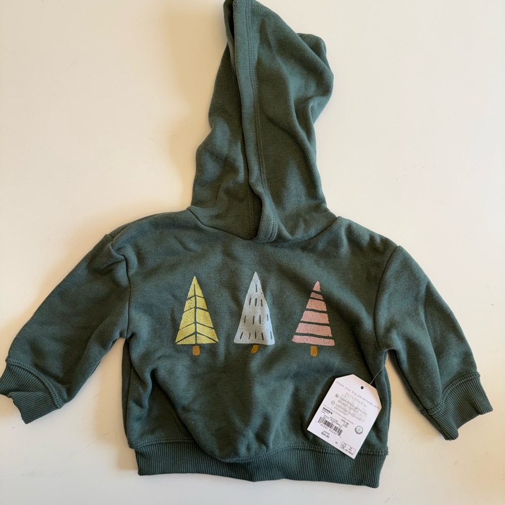 Kohl's Forest Green Hoodie with Tree Graphics